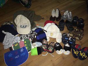 Baby hats and shoes lot