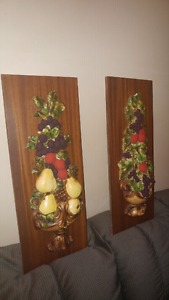 Beautiful Wood Fruit Wall Decor Plaques (2 Foot)