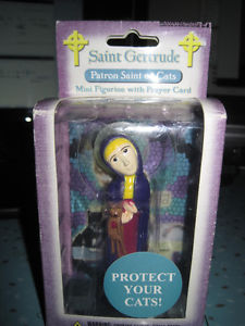 Brand New Saint Gertrude Patron Saint of Cats Mini Figurine