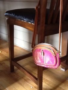 Genuine leather cross body purse pink