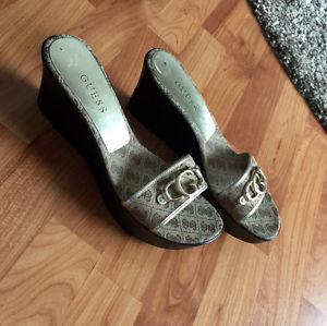 Guess ladies size 10 slip on sandals worn once