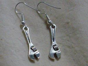 **Handmade Tibetan Silver Wrench Hook Earrings**