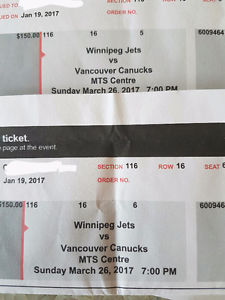 Jets vs Canucks March 26th (lower bowl seats)
