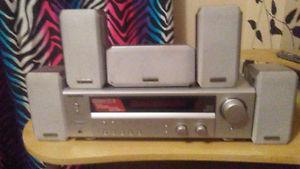 Kenwood reciever with 5 speakers plus sub and speaker stands