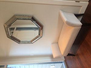 Like new linen fabric bench and mirror