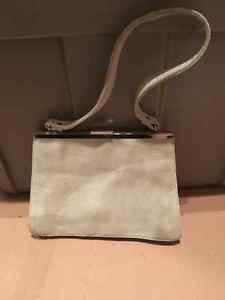 Pale mint green suede clutch purse
