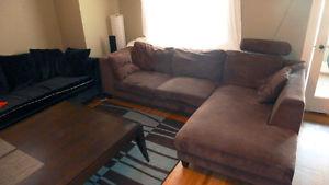 Sectional L-shaped microfiber couch