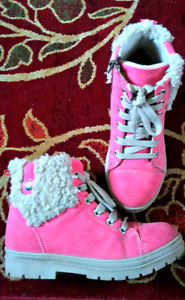 Size 2 pink, apple boots