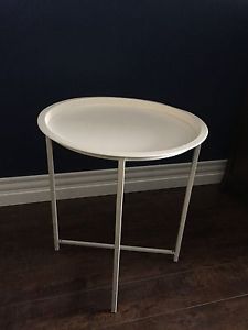 Small metal white side table