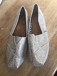 Sparkly silver TOMS