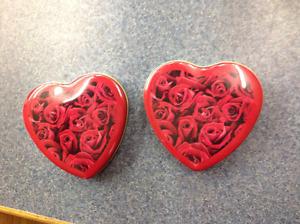 Two Empty Heart Shaped Tins