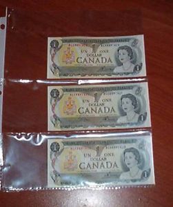 Uncirculated Canadian $1 bills
