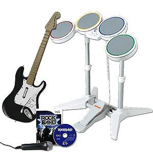 Wii Rockband Drums and Game only + Guitar Hero Game.