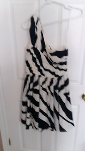 Zebra print one shoulder dress