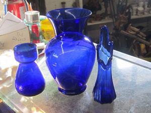 s COBALT BLUE & RED VASES $10 EA. VARIOUS SIZES & STYLES