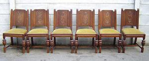 6 Antique Oak Chairs