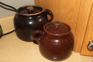 Antique Bean Crocks (Kitchen Decor or Culinary Use)