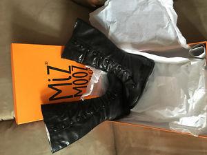 Brand New Miz Mooz Bloom Black Leather Boots Size 7 - Wide