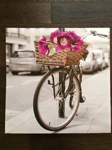 Canvas Picture - Bike & Flowers