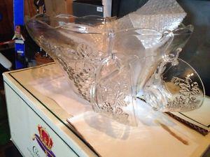 Crystal punch bowl set