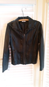 Ladies black faux leather jacket