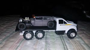 Miniature hot rod with flat bed truck