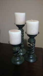 Set of 3 candle holders and candles