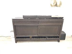 Solid wood Roots credenza with wine rack.