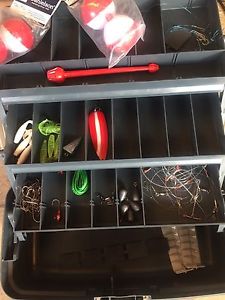 TACKLE BOX PLANO WITH LURES AND MISC. ITEMS