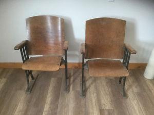 Two Unique Antique schoolroom chairs