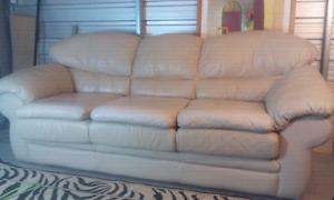 beige real leather 3 sitter in good condition
