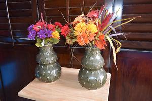 set of floral decor in unique vases