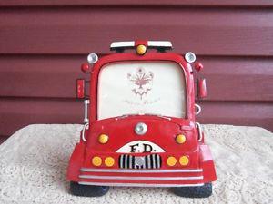 Antique-Style Red Firetruck Picture Frame