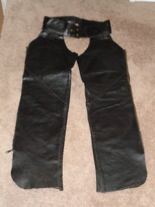 Black Leather Motorcycle Chaps