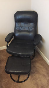 Black recliner chair and ottoman