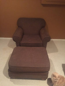 Brown Single Seat Couch and matching ottoman