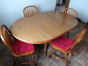 Four Oak Chairs & Table