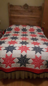 Hand quilted - Red, White and Blue double bed quilt