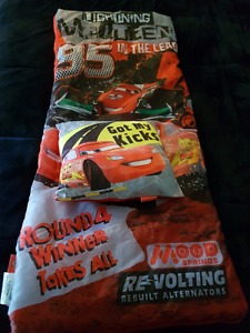 Lightening McQueen sleeping bag & pillow.