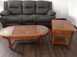 Oak Coffee Table and End Tables