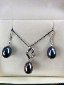 Pearl on Sterling pendant with earrings set $200