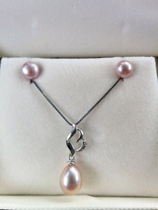 Pearl on sterling pendant/earring set $180