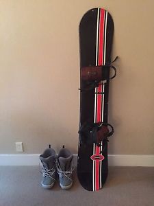 Snowboard, boots (mens 12) and bindings