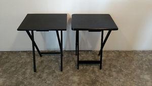 Two Black Folding TV Tables