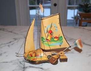 Very Nice "Dutch Wooden Shoe Sail Boat"