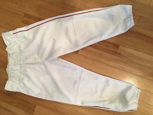 White Magestic Short Baseball Pants Youth Large w/Red Stripe