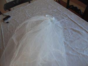 White Wedding Veil and Headpiece