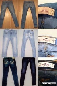 3 pairs$25 Hollister jeans OS W 24 L 29 or $10 each