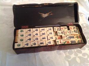 Antique lacquer Box of Mah Jong tiles