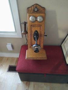Antique oak phone